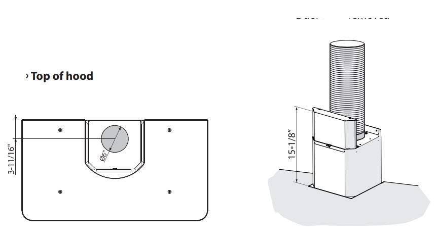 XOM30GC Wall Mount Chimney Range Hood Instruction Manual - DIMENSIONS