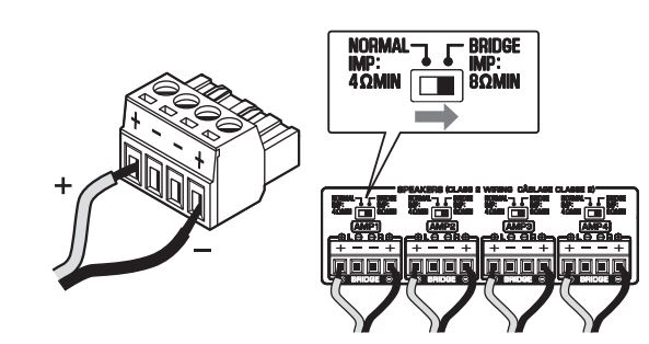 YAMAHA XDA-QS5400RK Multi-Room Amplifiers Owner's Manual - Connecting speakers in bridge mode