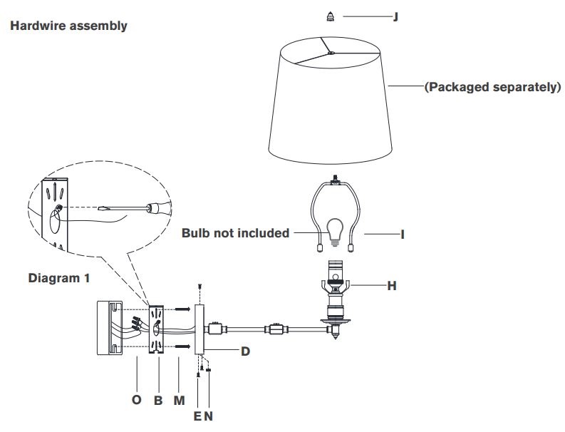 circa LIGHTING AH2012 Gene Swing Arm Instruction Manual - Hardwire assembly