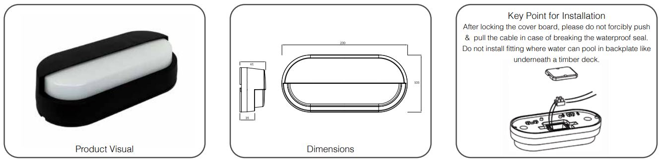 eurotech lighting YBE12W Ovate Eyelid Bulkhead - Product Information