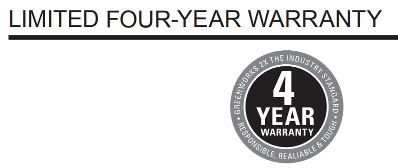 greenworks G-MAX 40V Cordless Chainsaw Warranty User Manual