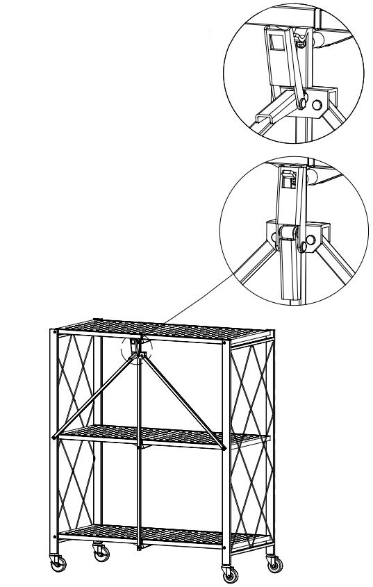 hcd SHF-09577 3-Tier Foldable Shelving Rack Instruction Manual - Buckle the buckle