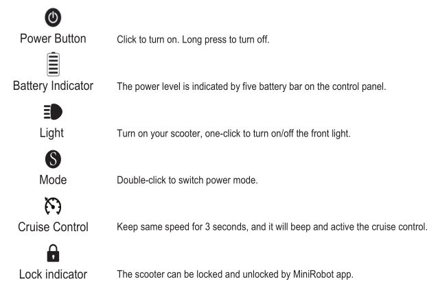 iScooter 1S Electric Scooter - Control Panel