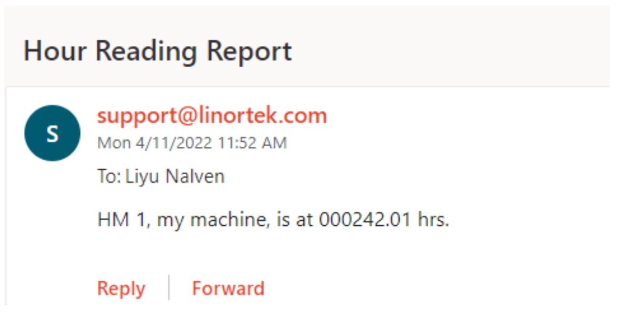 iTrixx Network Hour Meter User Manual - Hour Reading Report