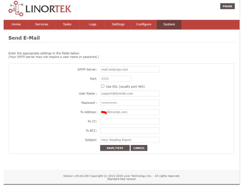 iTrixx Network Hour Meter User Manual - Send E-mail