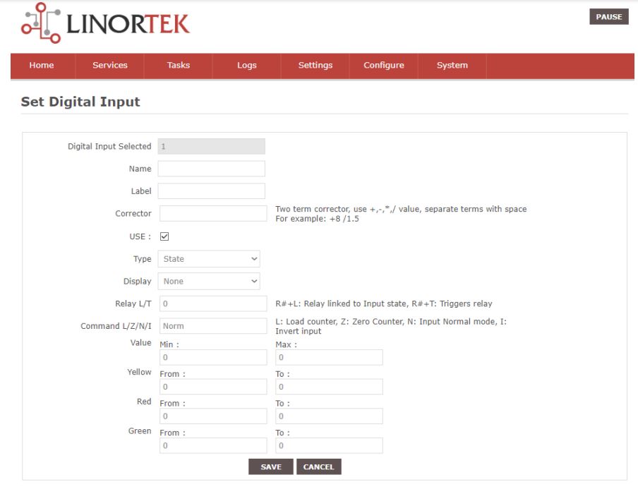 iTrixx Network Hour Meter User Manual - Set Digital Input Page