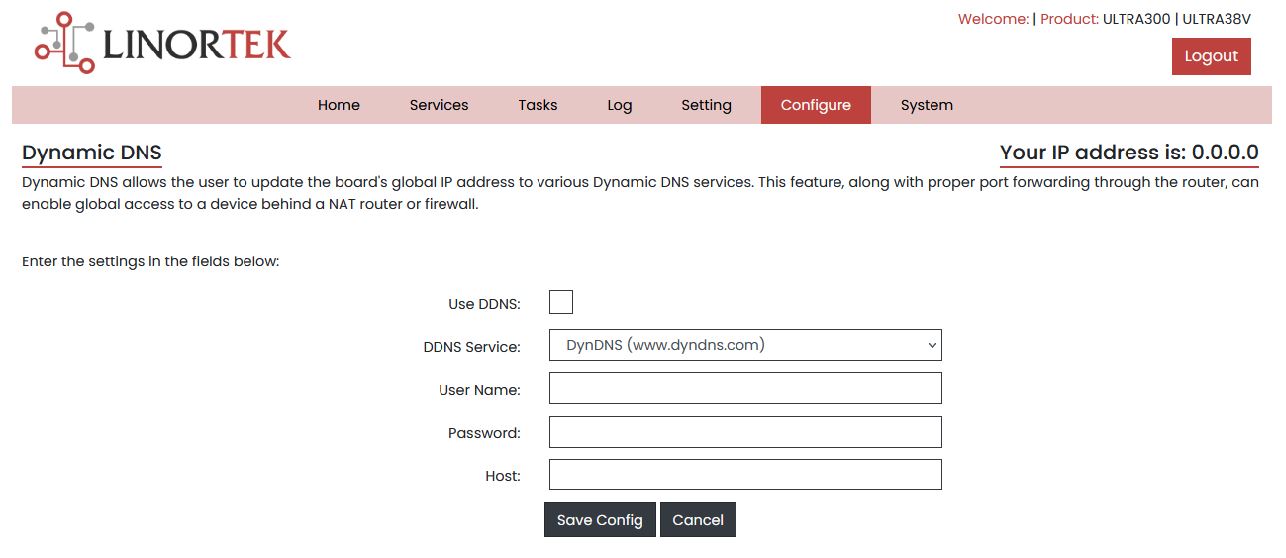 iTrixx-Ultra 300 Ethernet Hour Meter User Manual - Dynamic DNS Page