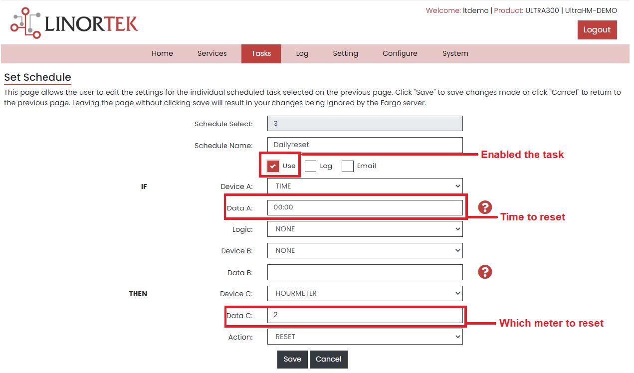 iTrixx-Ultra 300 Ethernet Hour Meter User Manual - Reset the Meter Automatically Using the Task