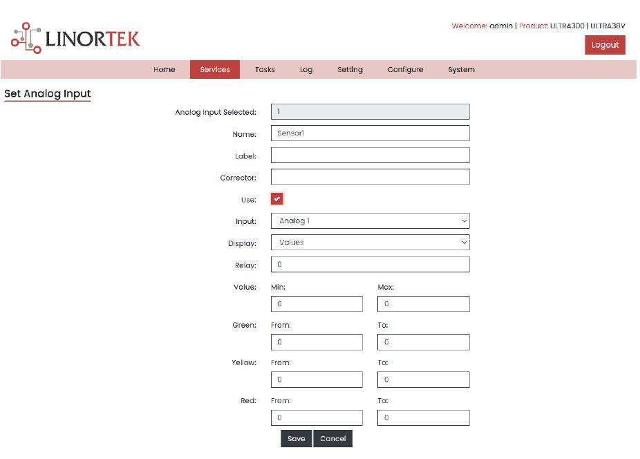 iTrixx-Ultra 300 Ethernet Hour Meter User Manual - Set Analog Input