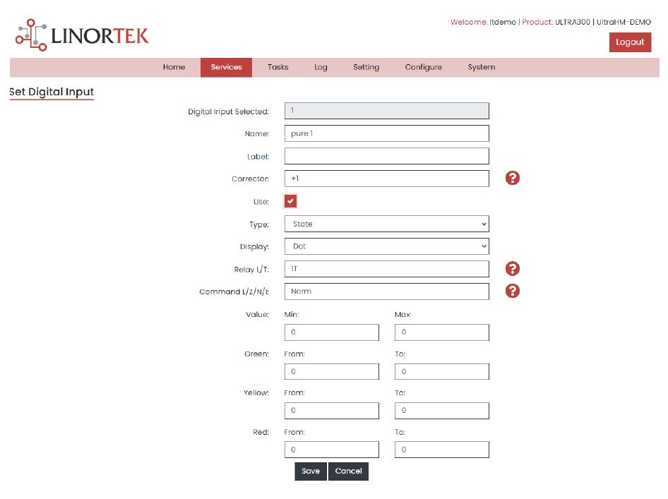 iTrixx-Ultra 300 Ethernet Hour Meter User Manual - Set Digital Input