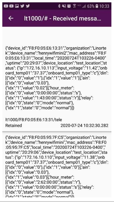 iTrixx WFMN MQTT - Product Documentat on User Manual - The topic will display on the screen with a preview of the payload contents