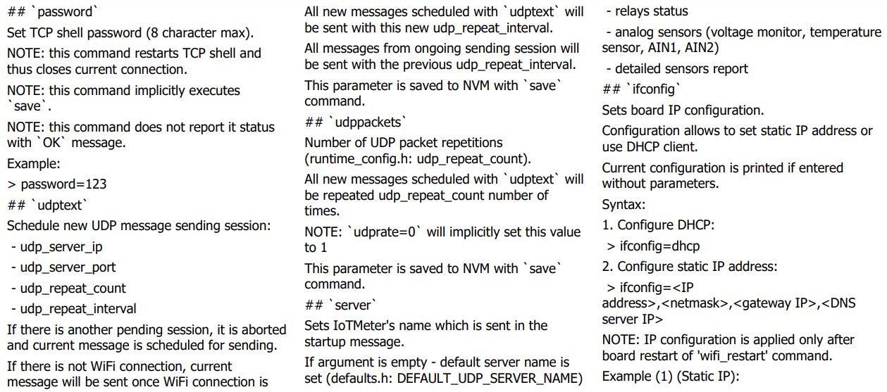 iTrixx-WFMN Owners and Operation User Manual - Appendix 1 Available Commands