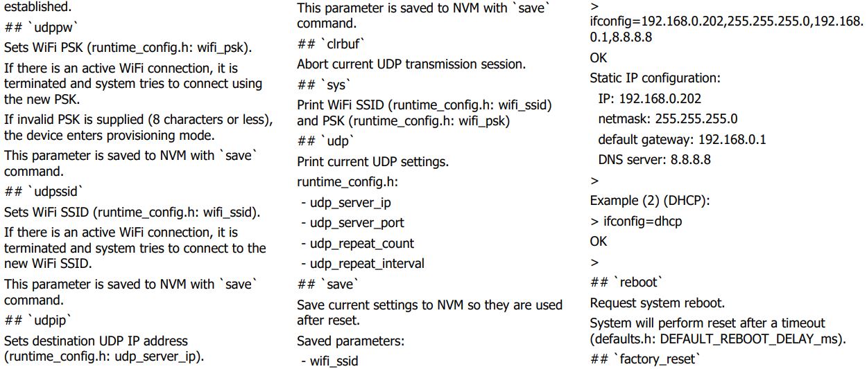 iTrixx-WFMN Owners and Operation User Manual - Appendix 1 Available Commands