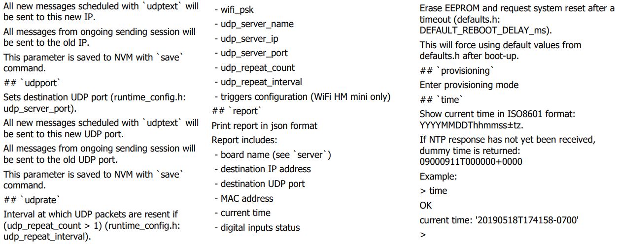 iTrixx-WFMN Owners and Operation User Manual - Appendix 1 Available Commands