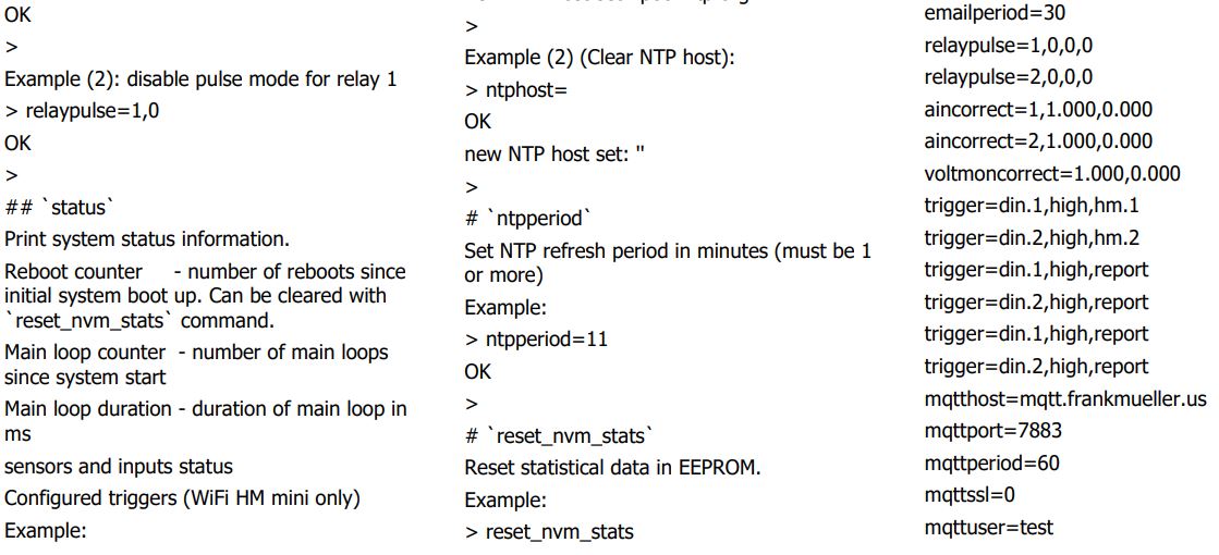 iTrixx-WFMN Owners and Operation User Manual - Appendix 1 Available Commands