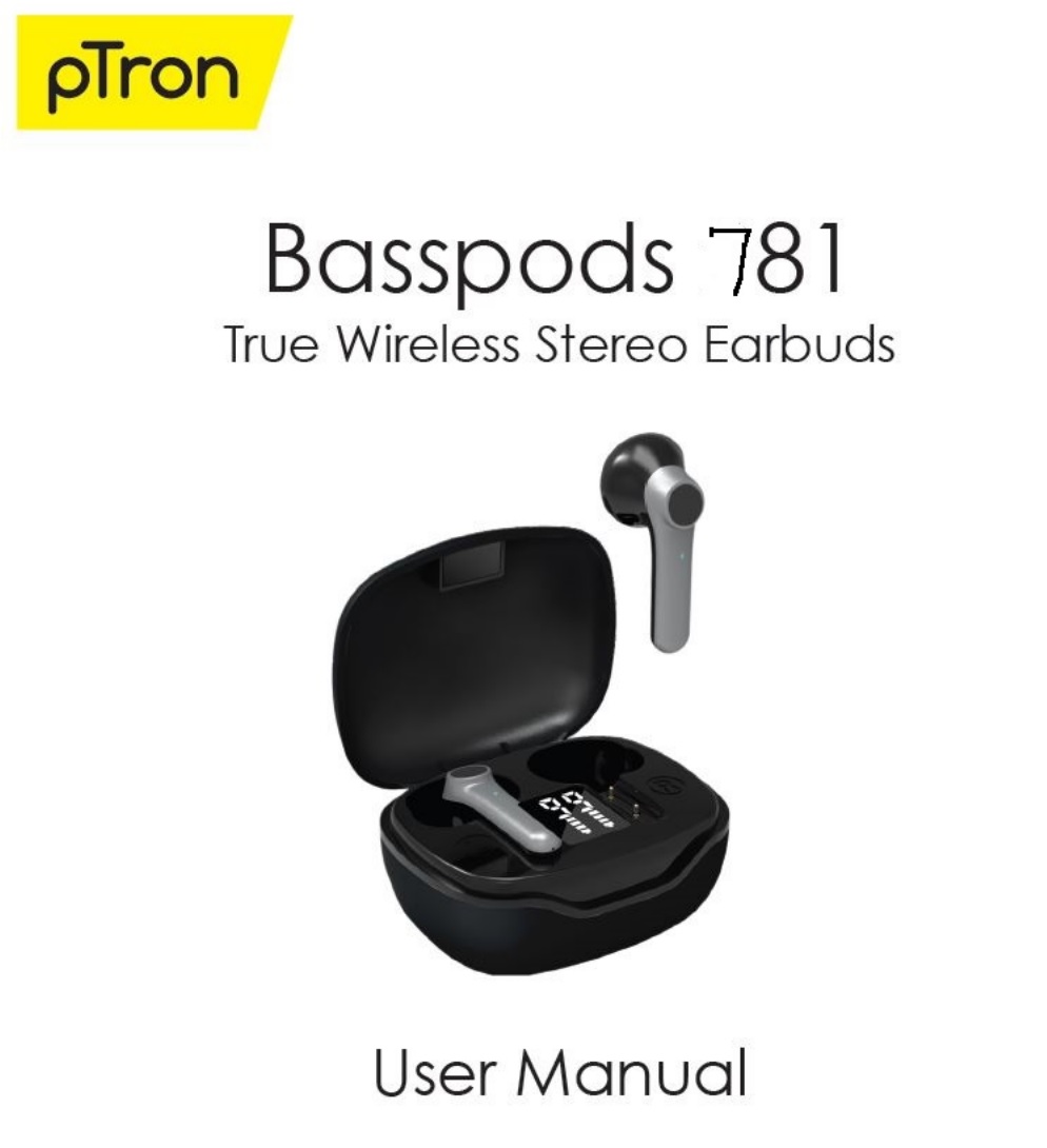 pTron Basspods 781 True Wireless Stereo Earbuds User Manual