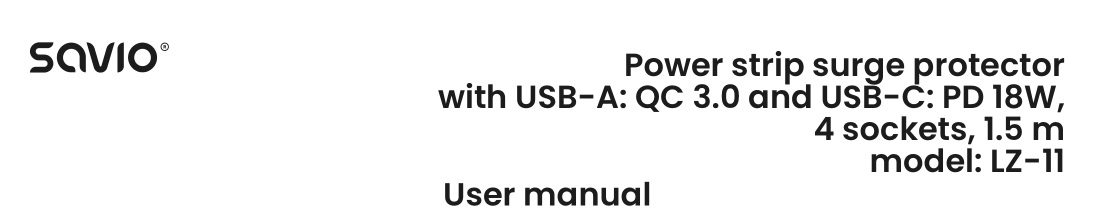 savio LZ-11 Power Strip Surge Protector User Manual