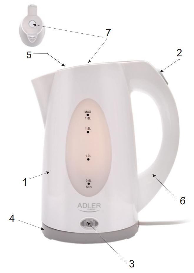 ADLER AD 1208 Kettle User Manual - Product Overview