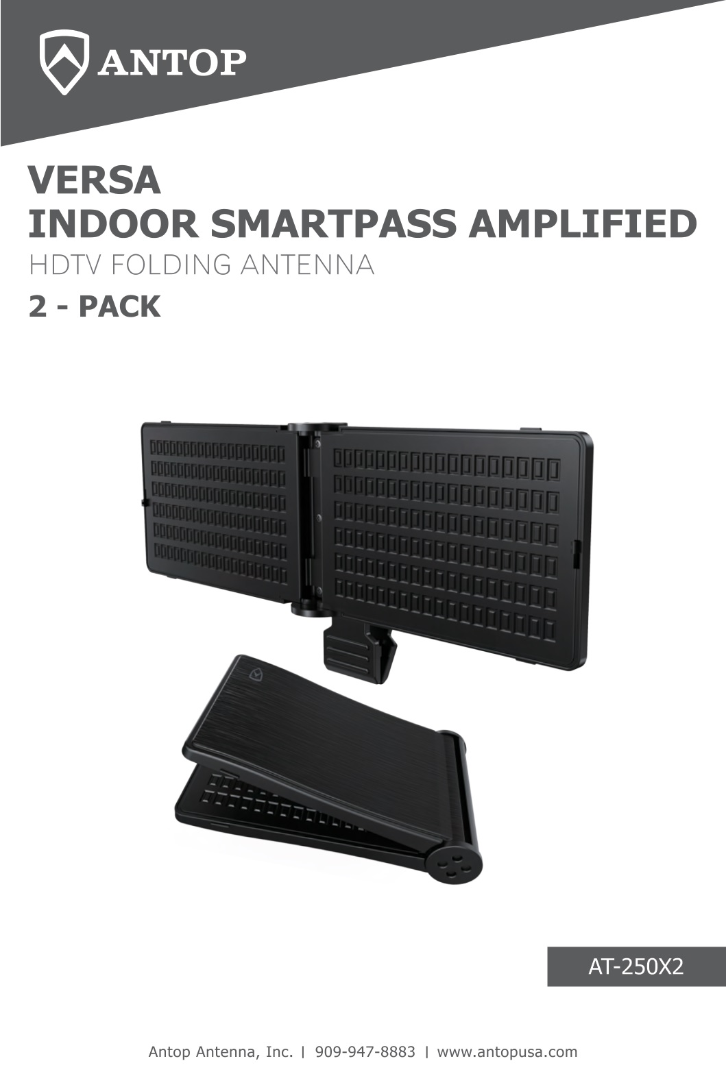 ANTOP AT-250X2 2 Pack Versa Indoor Smartpass Amplified HDTV Folding Antenna User Guide
