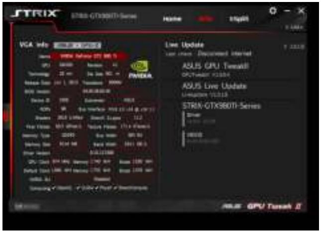 ASUS GPU Tweak II Utility Software User Manual - Getting the VGA info and Live Update