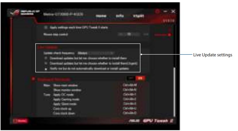 ASUS GPU Tweak II Utility Software User Manual - Live Update
