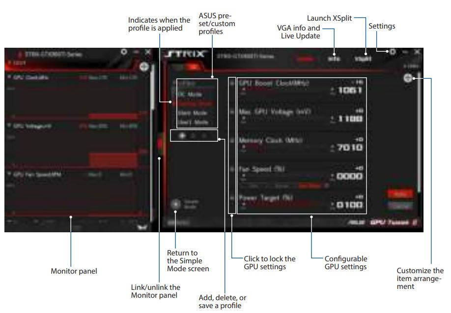 ASUS GPU Tweak II Utility Software User Manual - Professional Mode