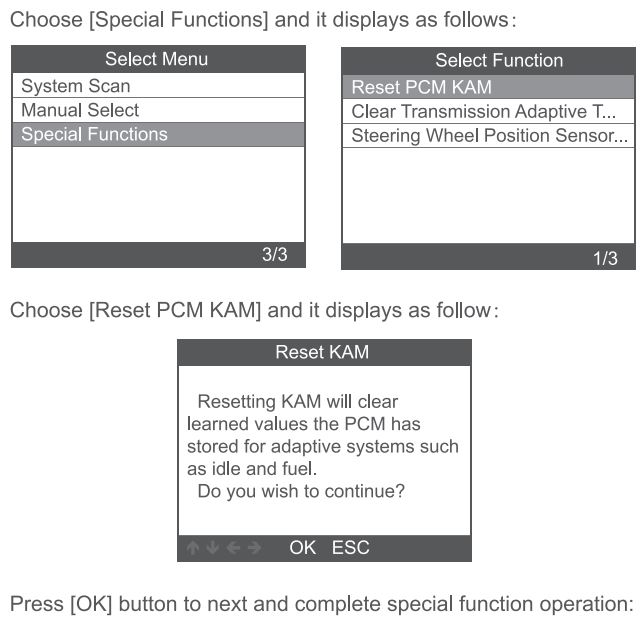 AUTOPHIX 5150 Car Auto Code Reader User Manual - Reset PCM KAM