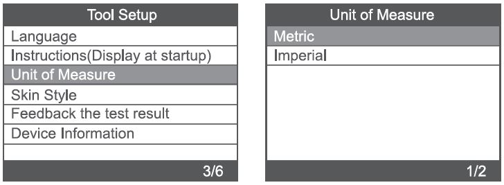 AUTOPHIX 5150 Car Auto Code Reader User Manual - Unit of measure