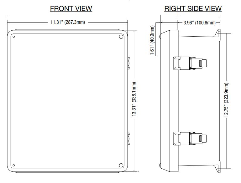 Altronix Netway NetWay4EL Series Ethernet Over Fiber PoE+ Switch Installation Guide - Mechanical Drawing and Dimensions