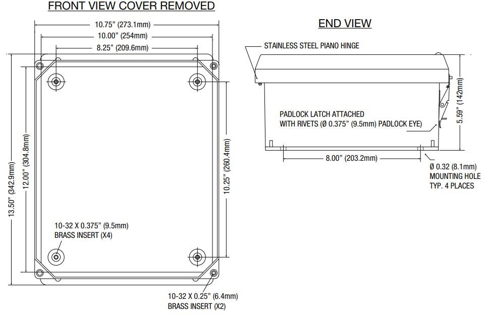 Altronix Netway NetWay4EL Series Ethernet Over Fiber PoE+ Switch Installation Guide - Mechanical Drawing and Dimensions