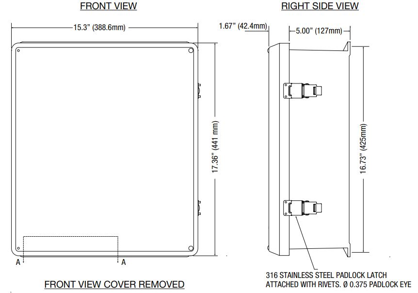 Altronix Netway NetWay4EL Series Ethernet Over Fiber PoE+ Switch Installation Guide - Mechanical Drawing and Dimensions