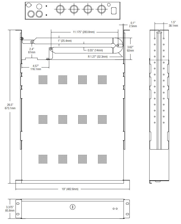 Altronix T1RSH3F8 Trove1R Rack Enclosure Installation Guide - Trove1R Enclosure Dimensions