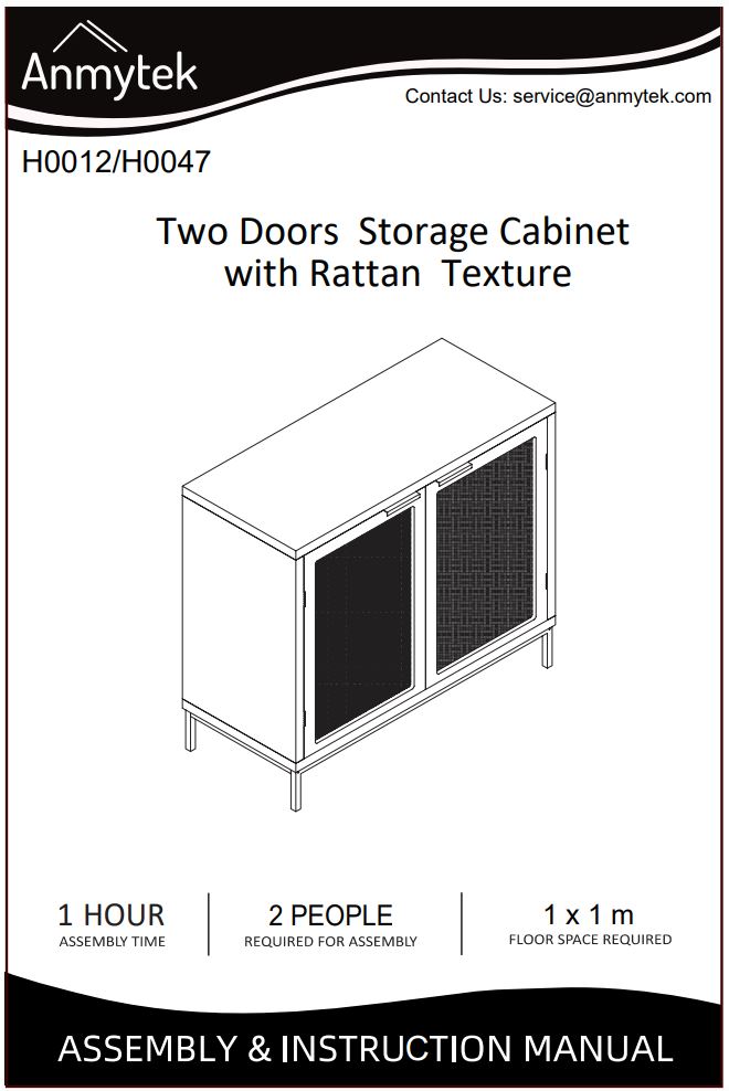 Anmytek H00 Series Two Doors Storage Cabinet with Rattan Texture Instruction Manual