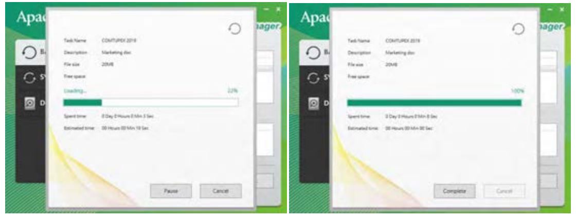 Apacer AC633 Military-Grade Shockproof Portable Hard Drive - You can monitor the backup progress with the progress bar and the percentage of completion indicated below