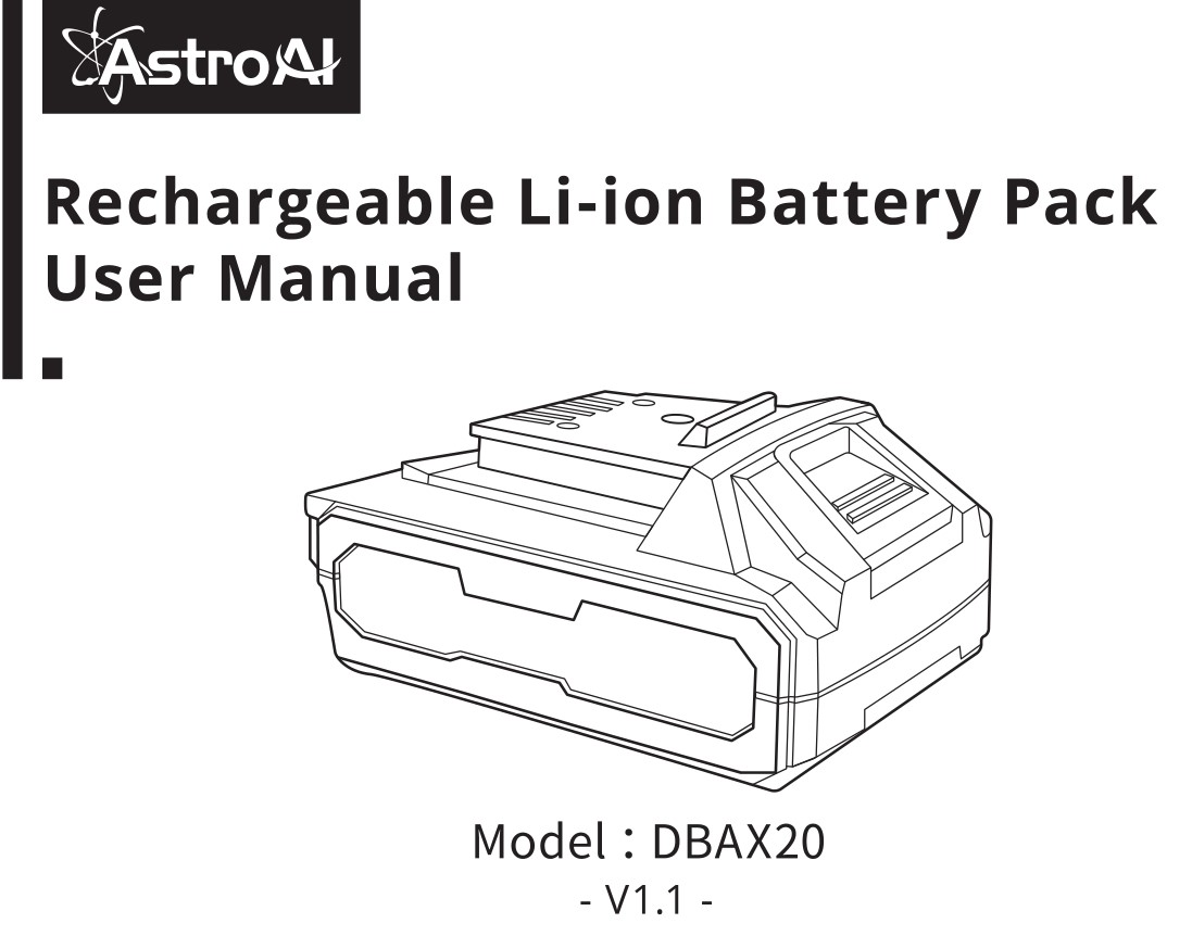 AstroAI DBAX20 Rechargeable Li-ion Battery Pack User Manual