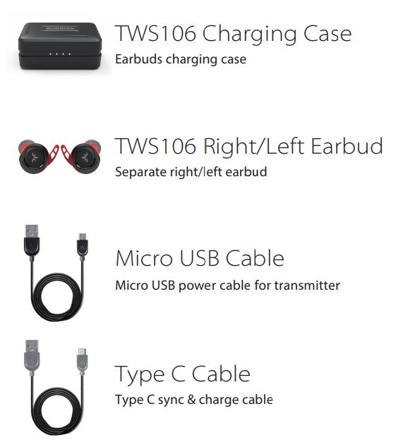 Avantree HT4106 Wireless Earbuds User Guide - Accessories