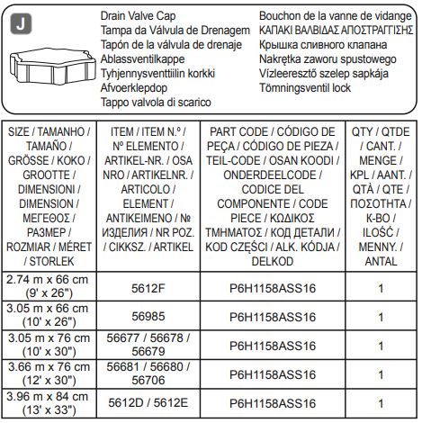 Bestway 488x122cm Power Steel Swim Vista Instruction Manual - Fig J