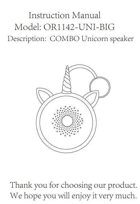 Bewinner1 OR1142-UNI-BIG Combo Unicorn Speaker Instruction Manual