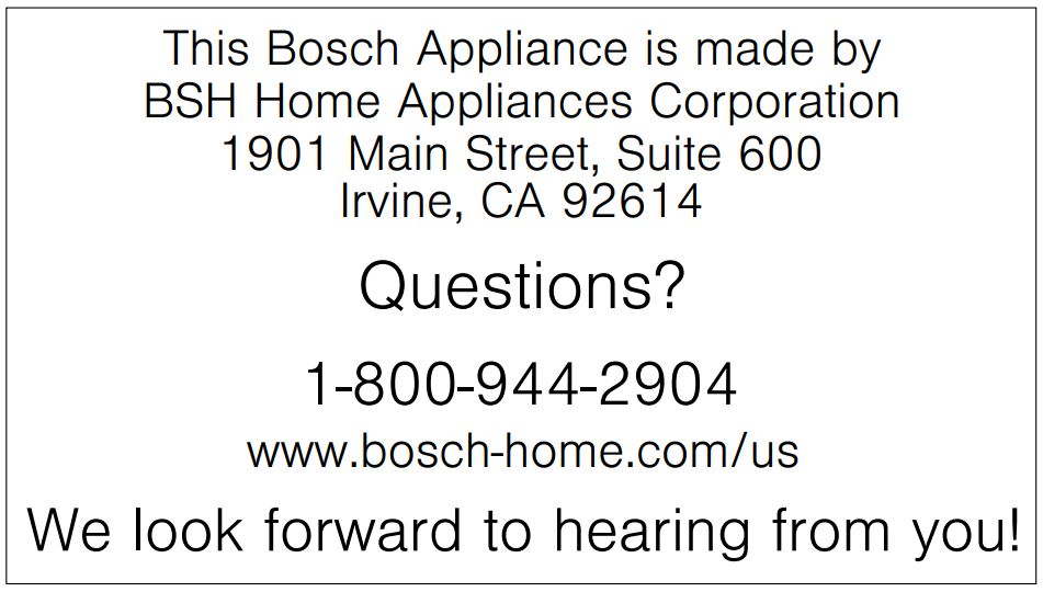 Bosch Benchmark® Speed Oven 30'' HMCP0252UC Stainless Steel User Manual - We look forward to hearing from you