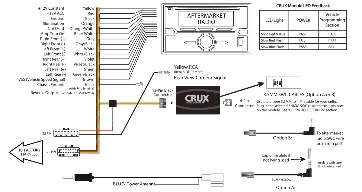 CRUX SWRNS-63S Radio Replacement with Steering Wheel Control Retention for Select NISSAN Vehicles - INSTALLATION DIAGRAM