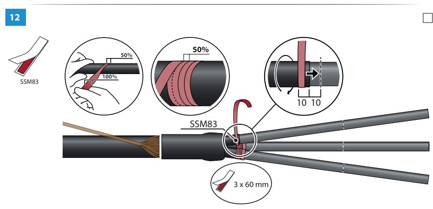 ENSTO HOT3.1211L Outdoor Terminations with Semi-Conductive Tubes for 3-core Cables Instruction Manual - How to use 12