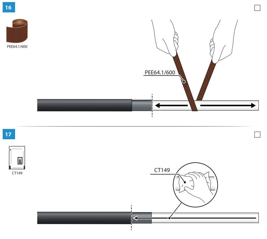 ENSTO HOT3.1211L Outdoor Terminations with Semi-Conductive Tubes for 3-core Cables Instruction Manual - How to use 16,17