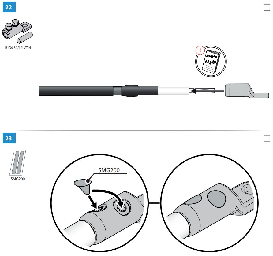 ENSTO HOT3.1211L Outdoor Terminations with Semi-Conductive Tubes for 3-core Cables Instruction Manual - How to use 22,23