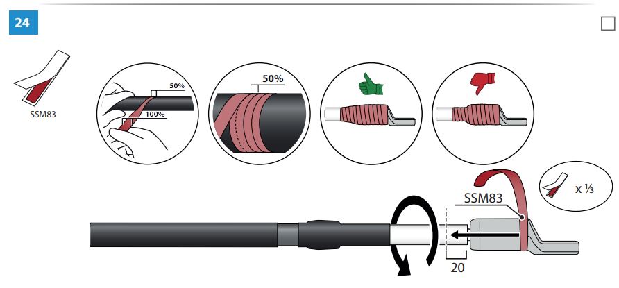 ENSTO HOT3.1211L Outdoor Terminations with Semi-Conductive Tubes for 3-core Cables Instruction Manual - How to use 24