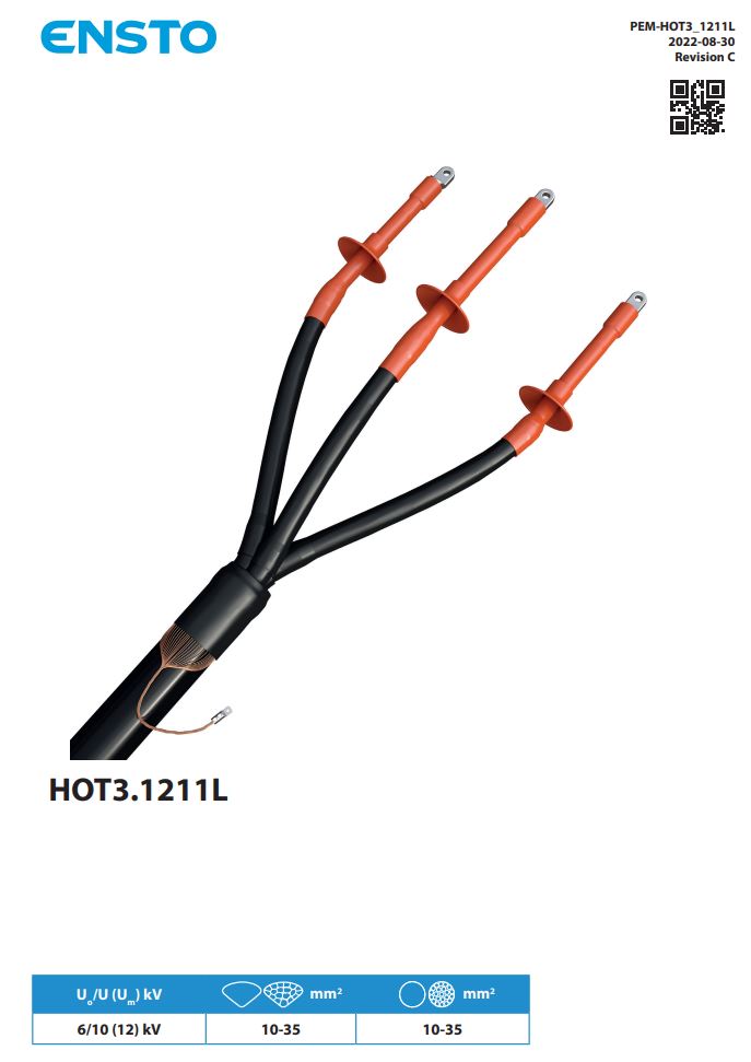 ENSTO HOT3.1211L Outdoor Terminations with Semi-Conductive Tubes for 3-core Cables Instruction Manual