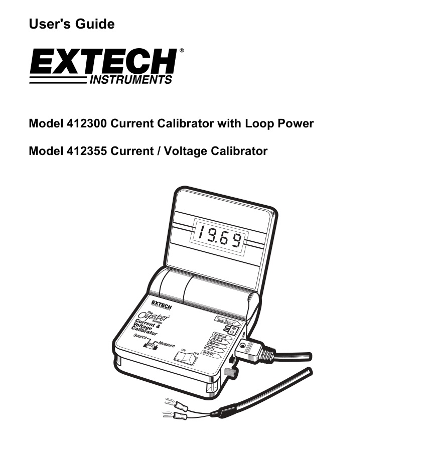 EXTECH 412300 Current Calibrator with Loop Power User Guide