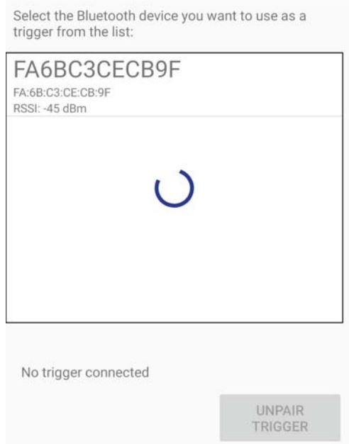 EYOYO Bluetooth LE Scanner Trigger User Guide - Select your Finger Pick from devices list