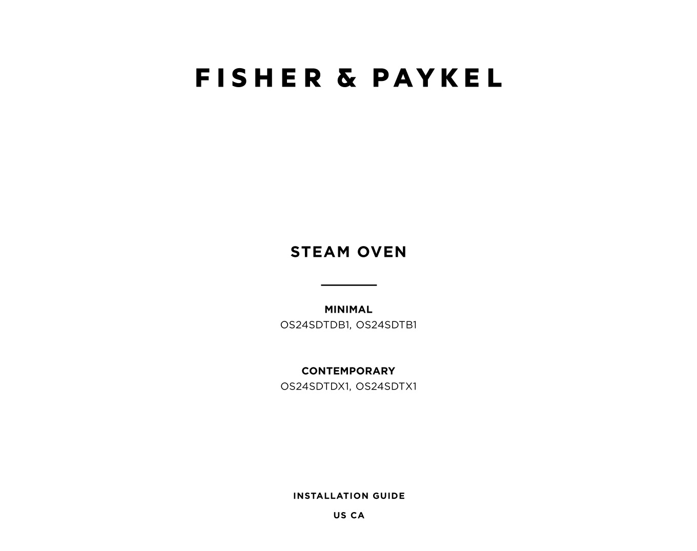FISHER PAYKEL OS24SDTDB1 Minimal Series 24 Inch Electric Single Wall Steam Installation Guide