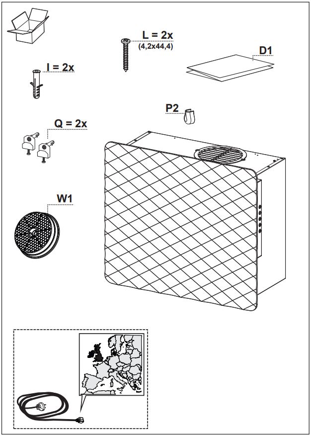 FRANKE IMPRESS 603 60 cm Wall Cooker Hood Instruction Manual - What's in the box