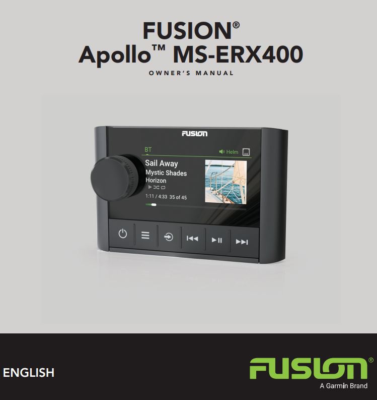 FUSION MS-ERX400 Apollo Wired Remote Owner's Manual